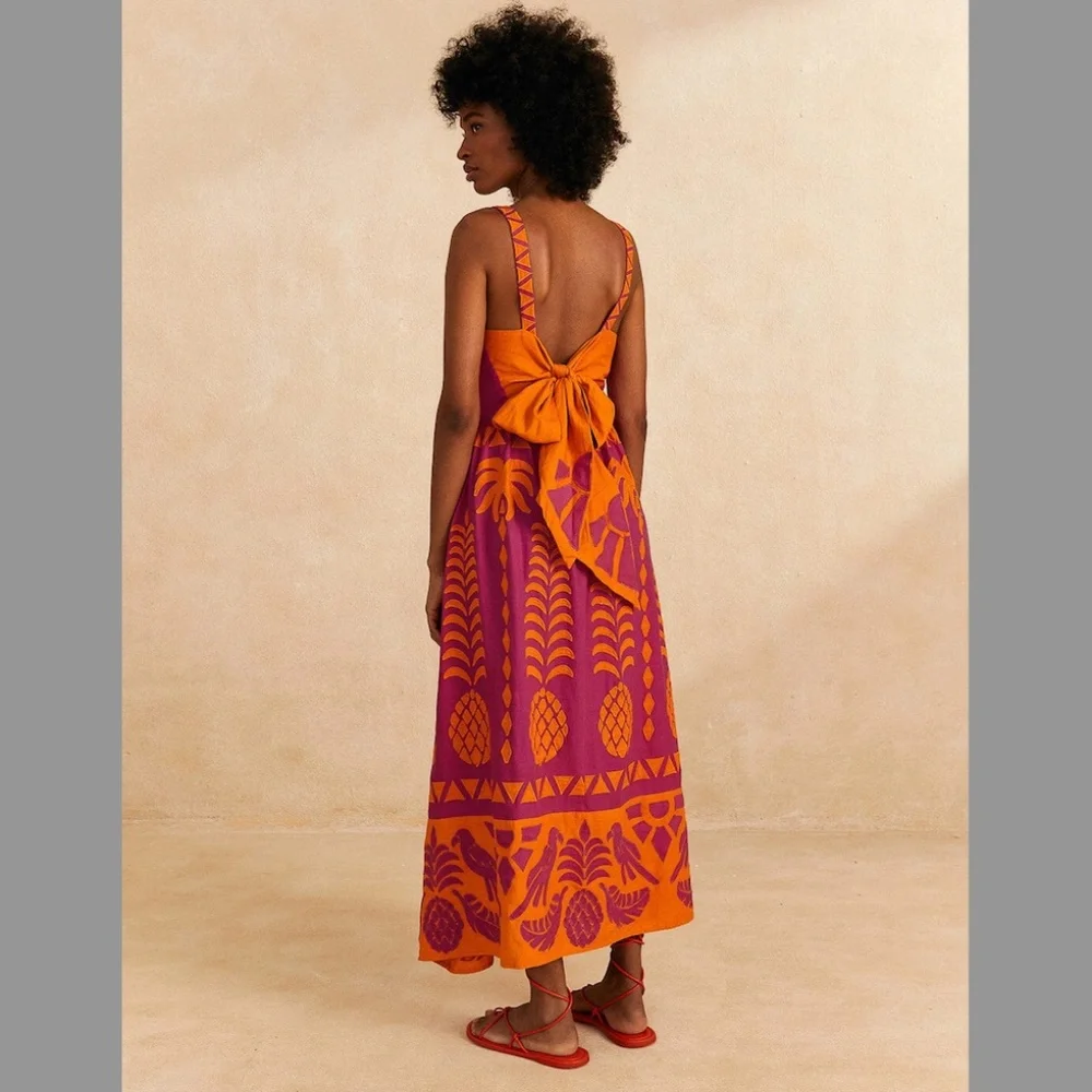 FARM RIO Orange Pineapple Love Cutwork Dress - Picture 3 of 3
